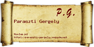 Paraszti Gergely névjegykártya